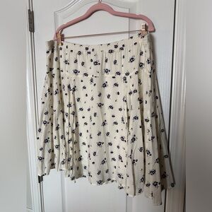 Old Navy Elastic Waist Lined Cream and blue floral print skirt Sz XL